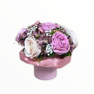 Flower Velour Box with Velvet Light Pink Roses 28cm - Gift Box