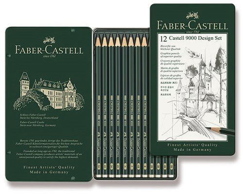 FABER-CASTELL Castell 9000 Design v plechové krabičce, šestihranná - sada 12 ks - Tužka - Hlavní obrázek