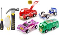 Stanley Jr. U001-K04-T03-SY Set mit 4 Spielzeugautos, Schraubendreher und Hammer. - Kinderwerkzeug