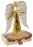 Christmas Ornaments Angel Sheet Metal + Wood with Hook 24cm - Gold - Vánoční ozdoby