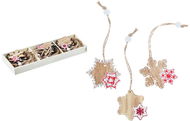 Christmas Ornaments Set 9pcs Star Wood 4cm with Bead - Vánoční ozdoby