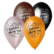 Balóniky metalické 30 cm Šťastný nový rok – Silvester – 5 ks - Balóny