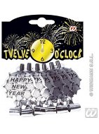 Frkačky Happy New Year – Silvester – strieborné – 6 ks - Párty doplnky