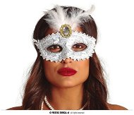 Carnival Mask Mask - White Mask with Feathers - Karnevalová maska