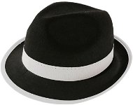 Gangster Hat - Mafia Black with White Ribbon - Costume Accessory
