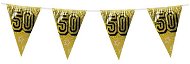 Girlanda Narodeniny – Vlajky „50" Holografická Zlatá – 800 cm - Girlanda