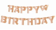 Girlanda Girlanda Happy Birthday – Narodeniny – Ružovo-zlatá - Rosegold, 11 × 160 cm - Girlanda