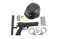 SWAT Set of Police Helmet + Pistol - Costume Accessory