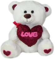Medvedík so srdcom Love – 30 cm Biely - Plyšová hračka