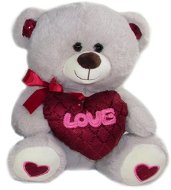 Medvedík so srdcom Love – 30 cm Sivý - Plyšový medveď