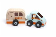 Cubika 15368 - Auto s karavanom, drevená hračka s magnetom, 2 diely - Drevená hračka
