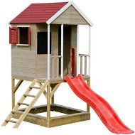 Domček detský drevený Veranda so šmykľavkou - Detský domček