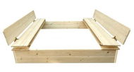 Wooden Square Sandpit with Cover/Natural Bench - Sandpit