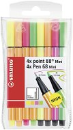 STABILO point 88 Mini/Pen 68 Mini, neón, 8 ks, puzdro - Fixky