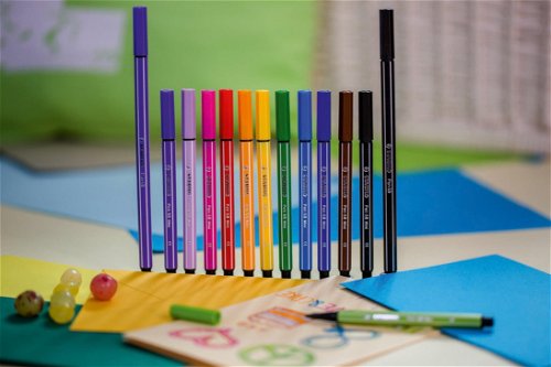  STABILO Premium Felt Tip Pen - Pen 68 - Wallet of 18 - Assorted  Colors : Office Products