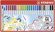 STABILO Pen 68 brush, 25 ks, kovové puzdro - Fixky