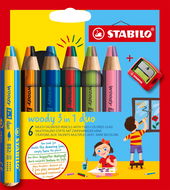 STABILO woody 3 in 1 duo 6 ks puzdro so strúhadlom - Pastelky