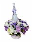 Virágos doboz nagyobb lila boglárkákból, Lindt bonbonokkal és pezsgővel 47 cm - Ajándék kosár