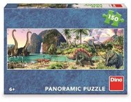 Dino Dinosaury pri jazere 150 panoramic puzzle - Puzzle