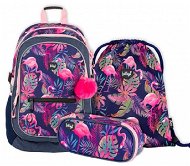 BAAGL Set 3 Flamingo: hátizsák, tolltartó, tornazsák - Iskolai felszerelés