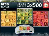 Square Puzzle Exotic Fruits and Flowers 3x500 pieces - Jigsaw Puzzle