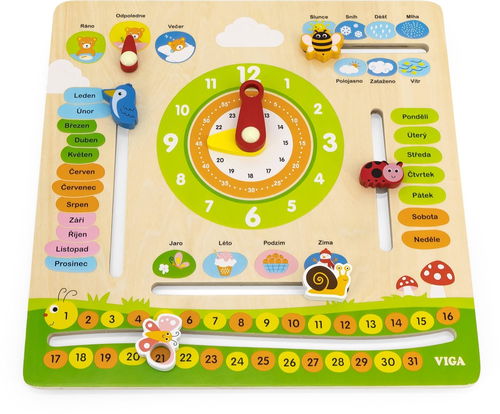Dřevěný kalendář česky - Naučné hodiny - Hlavní obrázek