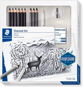 STAEDTLER Carbon ceruzák "Design Journey Lumograph", készlet gumival, hegyezővel, grafitceruzák, cer - Ceruza