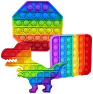 Pop it - 3er Set mit Dinosaurier, Achteck und Quadrat - regenbogenfarben - Pop it