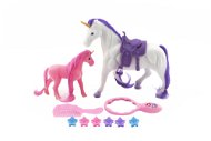 Teddies Unicorn Horse Grooming with Saddle with Foal - Figures