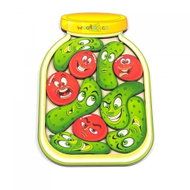 Wooden Jigsaw Puzzle Happy Cucumbers with Tomatoes - Wooden Puzzle