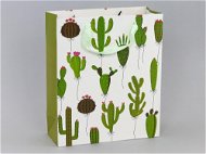 Ajándéktáska kaktusz mintával; 32x27x11cm - Ajándéktasak