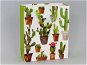 Ajándéktáska kaktuszok virágcserépben mintával; 32x27x11cm - Ajándéktasak