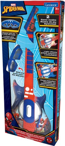 Lexibook Spider-Man Electronic Light-up Guitar with Microphone in the Shape  of Glasses - Guitar for Kids