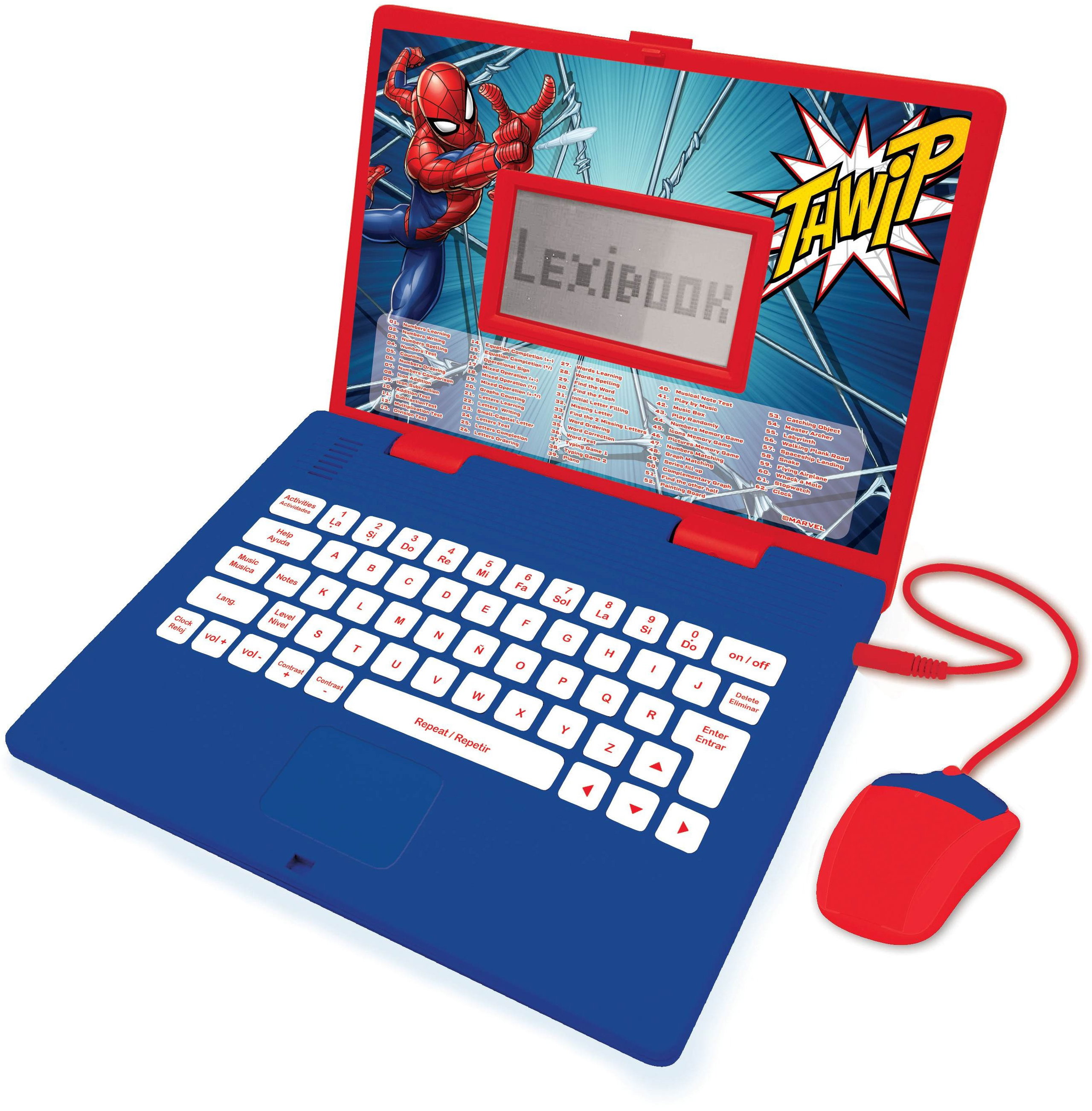 Lexibook Pókember Kétnyelvű oktató laptop, cseh/angol, 124 tevékenység