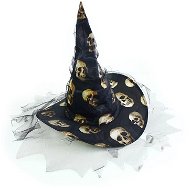 Klobouk čarodějnice - čaroděj s lebkami pro dospělé-halloween - Párty doplnky