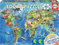 Jigsaw Educa Puzzle World Map with Dinosaurs 150 pieces - Puzzle