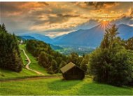 Schimdt Puzzle Sunset over the mountain village Wamberg 1500 pieces - Jigsaw