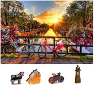 Jigsaw Wooden city Wooden puzzle Wheels in Amsterdam 2in1, 150 pieces eco - Puzzle