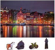 Wooden city Wooden puzzle Night Amsterdam 2in1, 600 pieces eco - Jigsaw