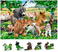 Wooden city Dřevěné puzzle Školka na farmě 2v1, 75 dílků eko - Puzzle