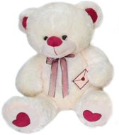 Medveď biely s mašľou – červené uško – 50 cm - Plyšová hračka