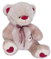 Medveď sivý s mašľou – červené uško – 50 cm - Plyšová hračka