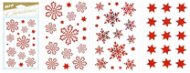 Matrica karácsonyi hópelyhek 80x120 mm, piros - Karácsonyi díszítés