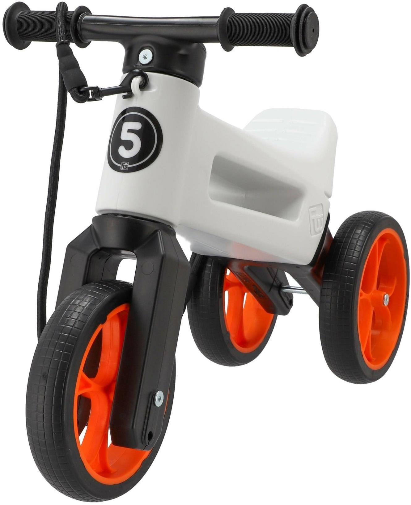 Teddies FUNNY WHEELS Rider SuperSport futóbicikli fehér/narancs 2 az 1-ben + pánt