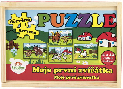 Teddies Puzzle dřevěné Moje první zvířátka 4x12 dílků - Puzzle - Hlavní obrázek