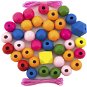 Teddies fából készült gyöngyök színes MAXI gumipántokkal 106 darab - Gyöngy