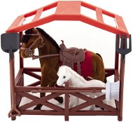 Teddies Horse with saddle with foal fox with fence with accessories - Figure