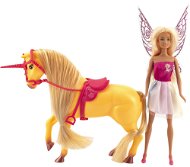 Teddies Jednorožec kôň česací so sedlom s bábikou vílou - Figúrky