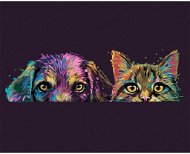 Maľovanie podľa čísel – Pes a mačka vo farbách - Maľovanie podľa čísel