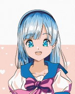 Painting by numbers - Anime girl with a bow, 80x100 cm, off canvas on frame - Painting by Numbers